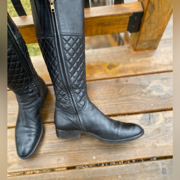 BURBERRY Black QUILTED ALL Leather Riding BOOTS🏇🇮🇹Italian made🔥EUC🇺🇸7.5/8 - Picture 15 of 17